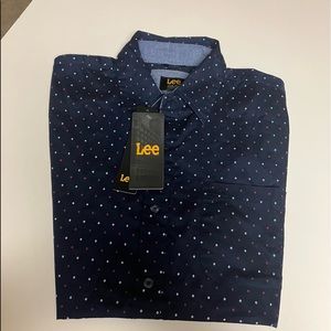 Lee Men's Button Down Diamond Print  Navy/White/Red Size Small NWT
